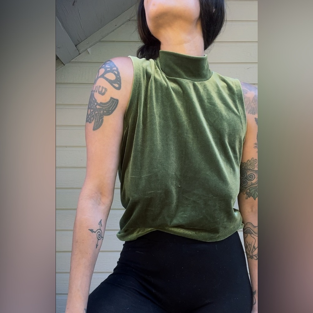 Green Velvet Tank Top